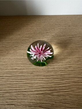 Handblown Glass Flower Paperweight - Pink